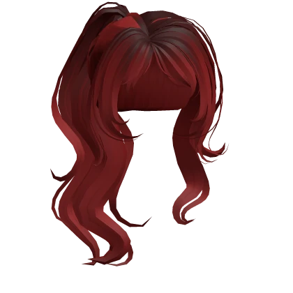 Red Elegant Wavy Long High Ponytail w Bangs