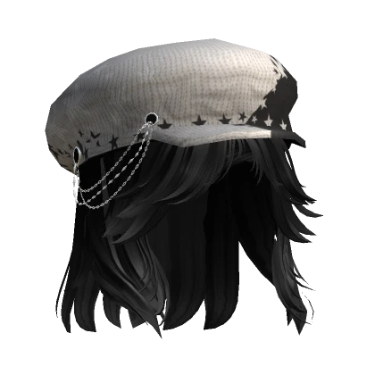 Y2K Beret  Wavy Grunge Hair - Black