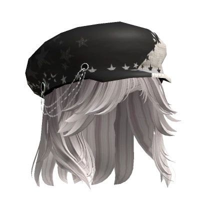 Y2K Beret  Wavy Grunge Hair - White