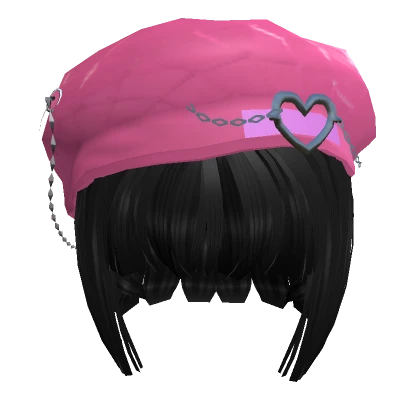 [Limited] Adorable Pink Beret Hime Cut Hair
