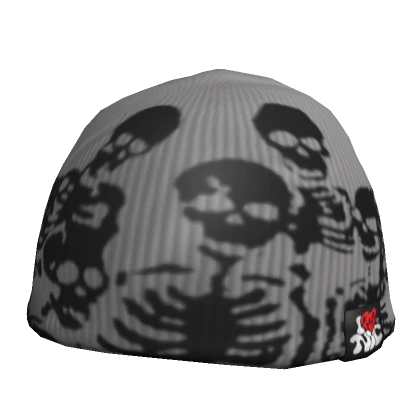 Grey Y2K Skeleton Beanie 