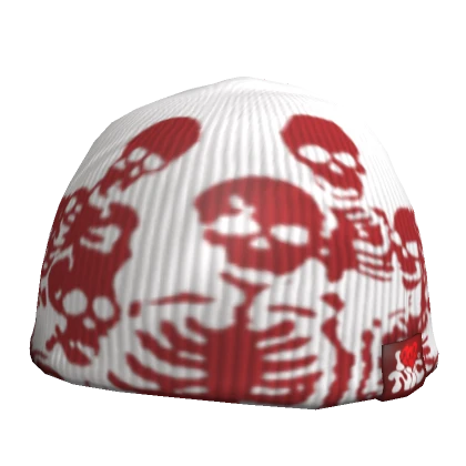 Red Y2K Skeleton Beanie 