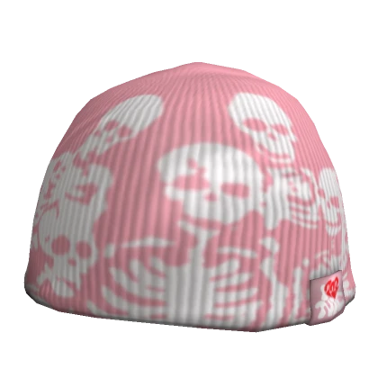 Pink Y2K Skeleton Beanie 