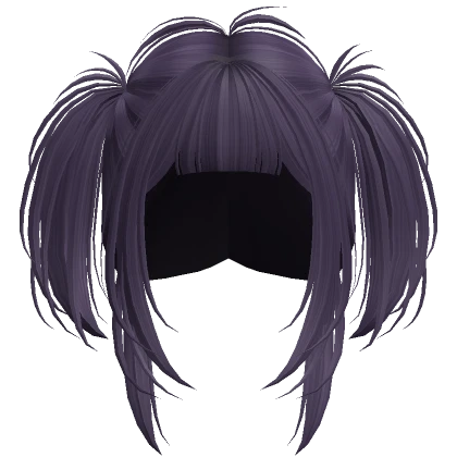 Short Anime Messy Grunge Pigtails (Dark Purple)