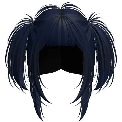 Short Anime Messy Grunge Pigtails (Dark Blue)