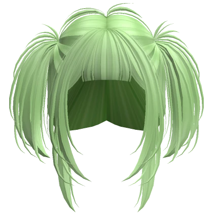 Short Anime Messy Grunge Pigtails (Light Green)