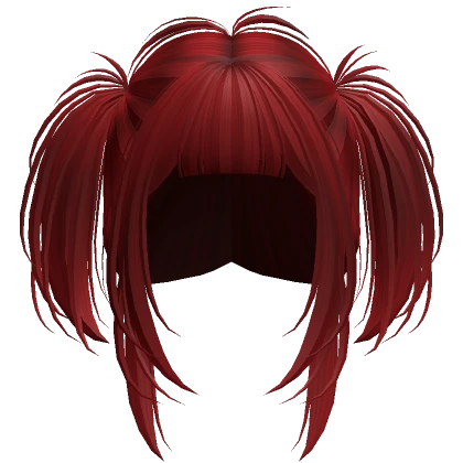 Short Anime Messy Grunge Pigtails (Red)