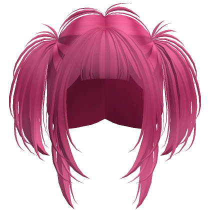 Short Anime Messy Grunge Pigtails (Hot {Pink)