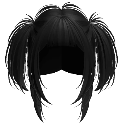 Short Anime Messy Grunge Pigtails (Black)