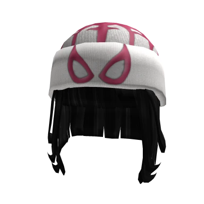 Y2K Multiverse Black Hair w/ White Arachnid Beanie