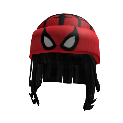 Y2K Multiverse Black Hair w/ Red Arachnid Beanie