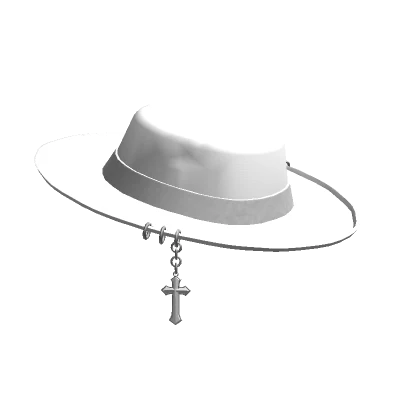 [V2] White Pierced Wide Brim Hat