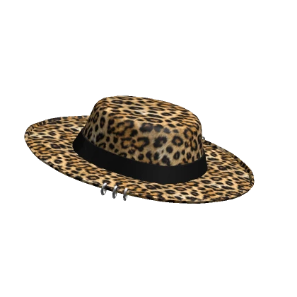 [V3] Leopard Pierced Wide Brim Hat