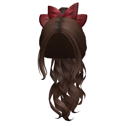 Long Curly Christmas Ponytail w/ Bow (Brown)