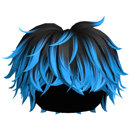 Black Blue Messy Fluffy Boy Hair