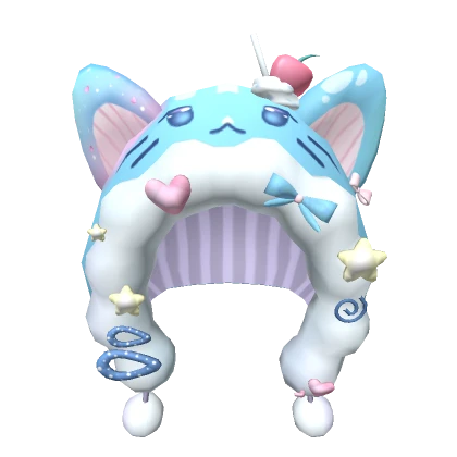 ♡ blue jelly kawaii cat hood ♡