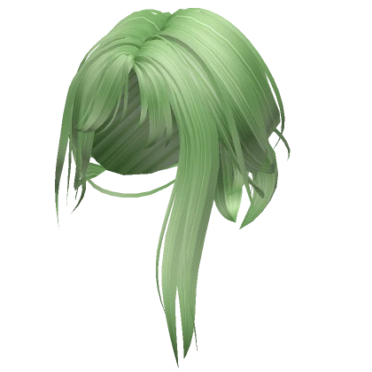 Manga Messy Low Half Done Bun Hair [Green Elf]