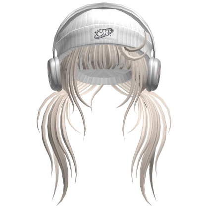 Silver Skater Girl Hair w/ Headphones & Beanie