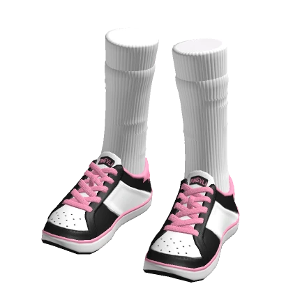 Pink/White/Black Combi Sneakers w/ White Socks