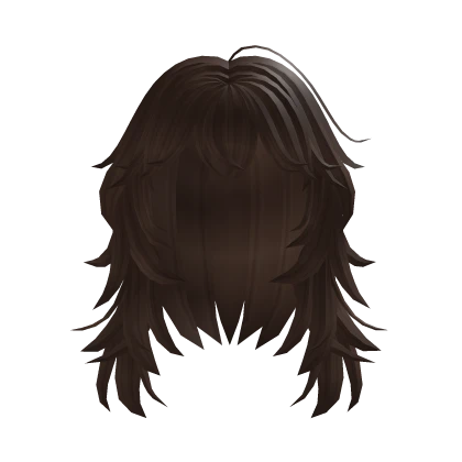 Messy Brown Wolf Cut Hair 