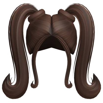 Fluffy Preppy Curly Pigtails in Brown