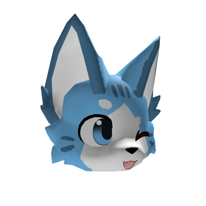 Winking Blue Kemono Cat (Colored Eyes)