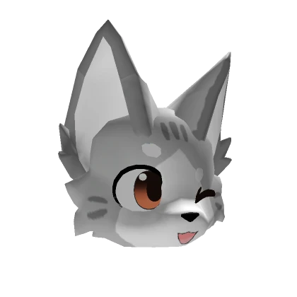 Winking Gray Kemono Cat (Colored Eyes)