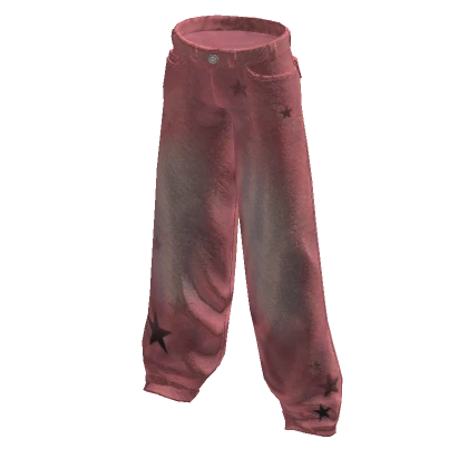 Loose Baggy Cyber Y2K Star Jeans Pink