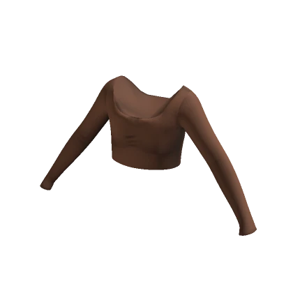 Scoop Neck Long Sleeve Shirt Brown