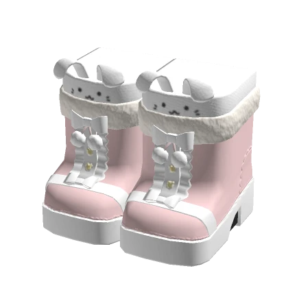 🍀Pom Boots w Bunny Legwarmers - Pink