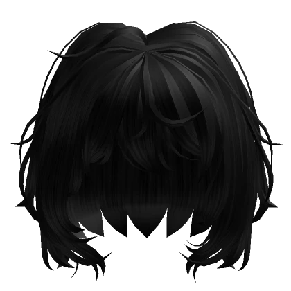 Black Flowy Messy Anime Bob