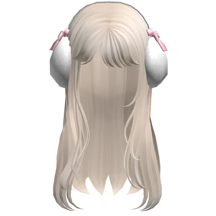 Long Winter Hair w Cute Earmuffs Platinum