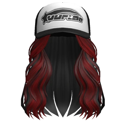 Two-Tone Cozy Long Hair /w Trucker Cap in Red