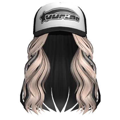 Two-Tone Cozy Long Hair /w Trucker Cap in Blonde