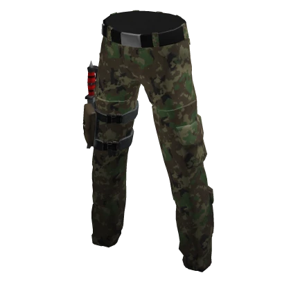 Forest Camo Army Uniform Pants with Fighting Knife