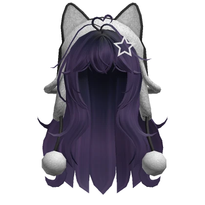 Wolfcut hair w/ cat ushanka in Purple