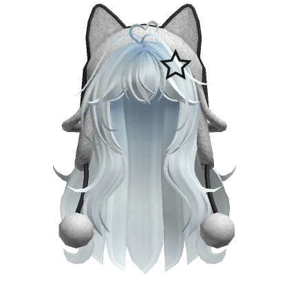 Wolfcut hair w/ cat ushanka(Light Blue)