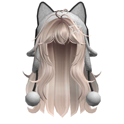 Wolfcut hair w/ cat ushanka(Platinum)