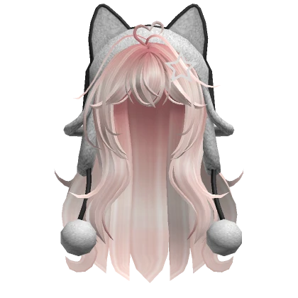 Wolfcut hair w/ cat ushanka(Baby Pink)