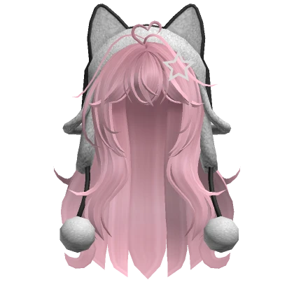 Wolfcut hair w/ cat ushanka(Pink)