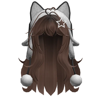 Wolfcut hair w/ cat ushanka(Brown)