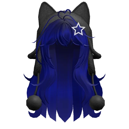 Cute wolfcut hair w/ cat black ushanka(Navy Blue)