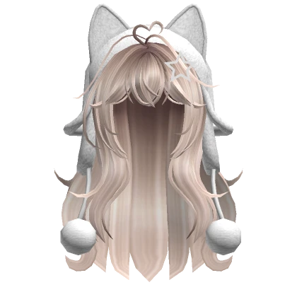 Cute wolfcut hair w/ cat white ushanka(Platinum)