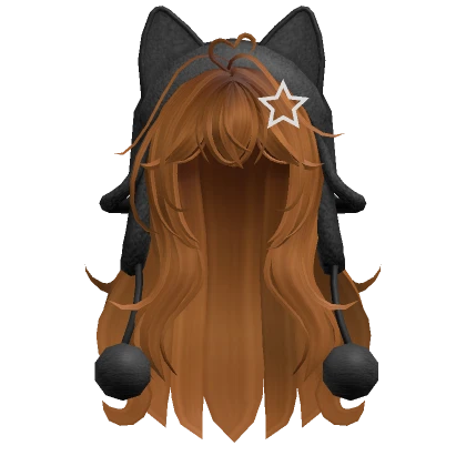 Cute wolfcut hair w/ cat black ushanka(Ginger)