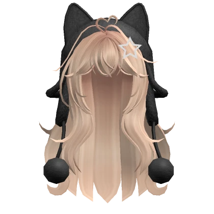 Cute wolfcut hair w/ cat black ushanka(Blonde)