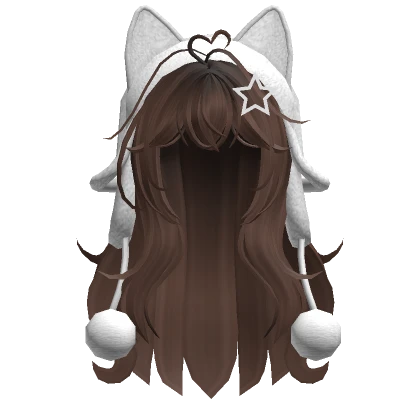 Cute wolfcut hair w/ cat white ushanka(Brown)