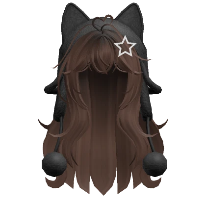 Cute wolfcut hair w/ cat black ushanka(Brown)