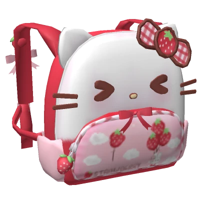 Kawaii Strawberry Kitty Bow Pink Backpack 1.0🍓