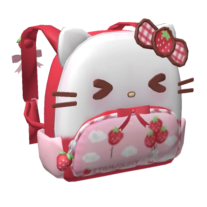 Kawaii Strawberry Kitty Bow Pink Backpack 3.0🍓