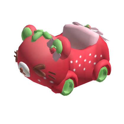 Kawaii Strawberry Kitty Bow Pink Car🍓